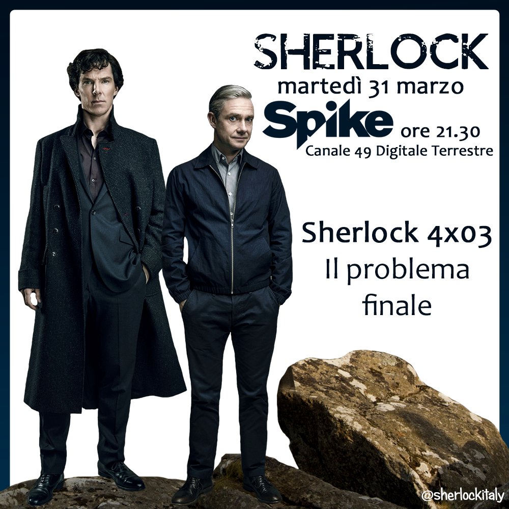 sherlockitaly's tweet photo. Appuntamento con #Sherlock #4x03 #IlProblemaFinale alle 21,30 su Spike https://t.co/zuTqdlh8vE