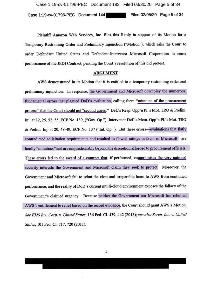 HOLY SHITTLESTIX - has a reporter asked  @EsperDoD if  @POTUS preemptively offered a pardon to him for breaking FAR and jeopardizing OUR COUNTRY’s NATIONAL SECURITY re JEDI contractThis was filed under seal on 2/5/2020 TODAY it was made quasi-available https://ecf.cofc.uscourts.gov/doc1/01503668695?caseid=40037