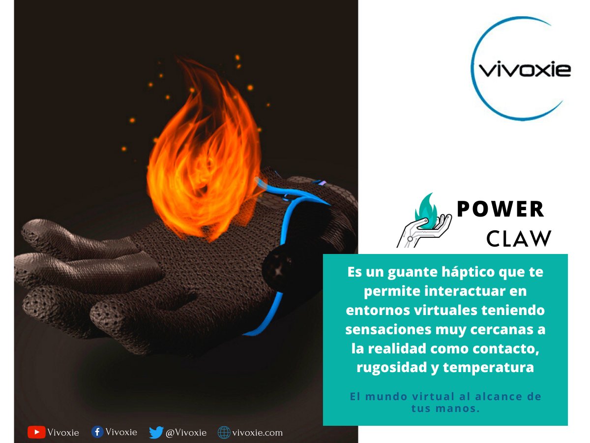 Vivoxie's tweet photo. En #Vivoxie desarrollamos una interfaz háptica #PowerClaw
Cuenta con diferentes actuadores en la punta de los dedos con los cuales podrás experimentar sensaciones como frío, calor, contacto y rugosidad.

Checa más sobre nosotros en:
https://t.co/b9IVAg6eIp

#technology #robotics https://t.co/JnWBC25ISQ