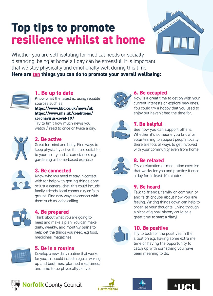 Tips to help your wellbeing while at home.