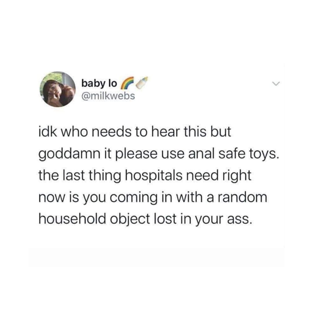 lexisylver's tweet photo. 😂 This is a public service announcement... 🍒 #buttstuff #safetyfirst #getlexual
.
Always remember that your ass is HUNGRY and will try to devour whatever you put inside of it! #flaredbase
For more tips about anal sex, check out my blog!
🔥Link In Bio🔥 https://t.co/cUBd5jz5MQ
