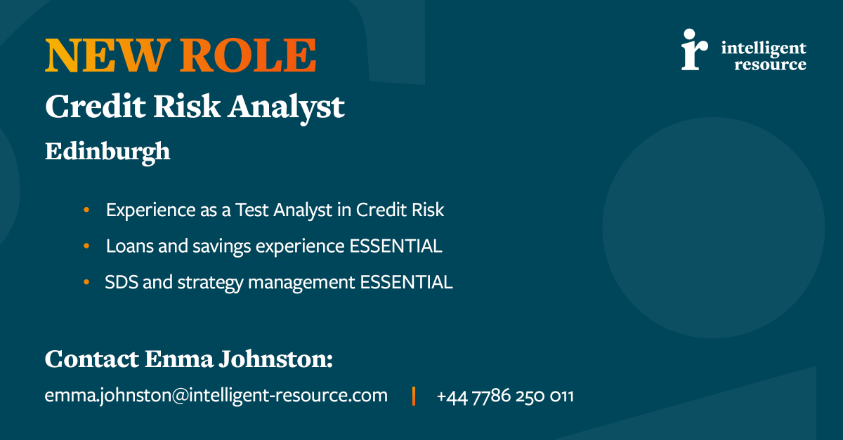 IR_Ltd's tweet photo. 📯 NEW ROLE 📯
Get in touch with Emma today for more information.
#testanalyst #creditrisk #SDS #loans #savings #strategymanagement https://t.co/UCrrDnyjI9