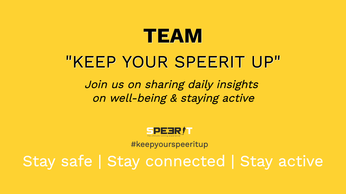 SpeeritTeam's tweet photo. SPEERIT wants to keep people safe but active. 💪
https://t.co/RyAH8XxY7V

Join the team “Keep Your SPEERIT Up” on sharing daily insights on well-being and staying active during this pandemic situation.   #keepyourspeeritup #active #coronavirus  #runners #workout #fitness https://t.co/iLP7yEjMQf
