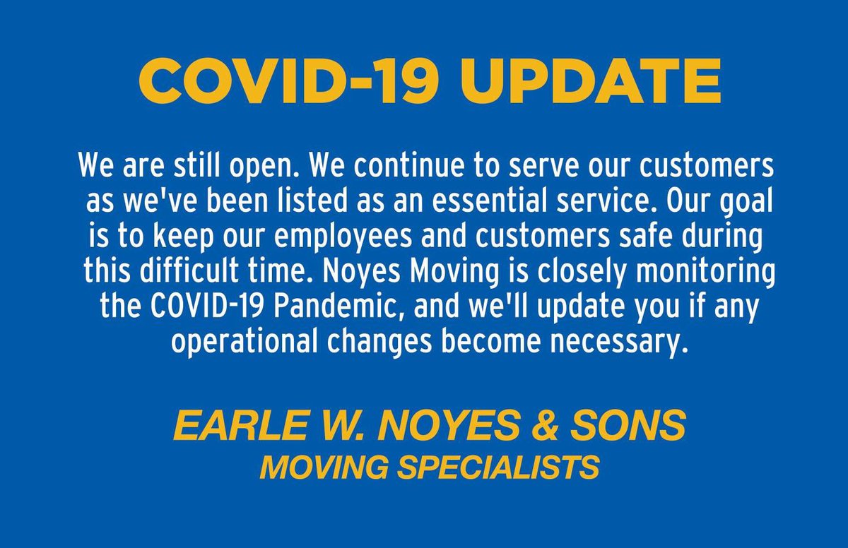 NoyesMoving's tweet photo. A COVID-19 update from Earle W. Noyes &amp; Sons https://t.co/XfTsBZtoBt