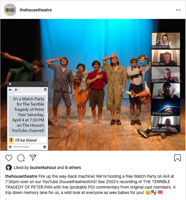 pklapperich's tweet image. Hey, everyone. Tune into The House Theatre’s YouTube channel on Saturday at 7:30 Central to see me being incredibly embarrassed as we watch an 18 year-old video of the first play I ever wrote. The Terrible Tragedy of Peter Pan.