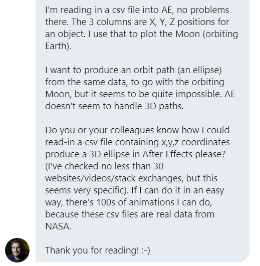 Dr James O Donoghue Hi Jorge Thank You I Have X Y And Z Numbers Read In But Paths Are Only In 2d In Ae So I M Not Sure How This Works