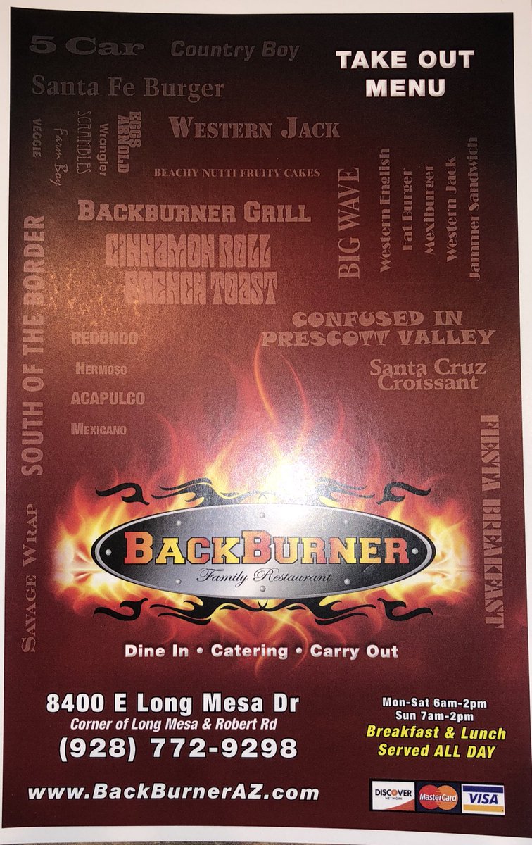 BackBurneraz's tweet photo. Here is our menu!! Don’t forget to call and place a TOGO or delivery order at (928) 772-9298 https://t.co/ylPxDVXrjl
