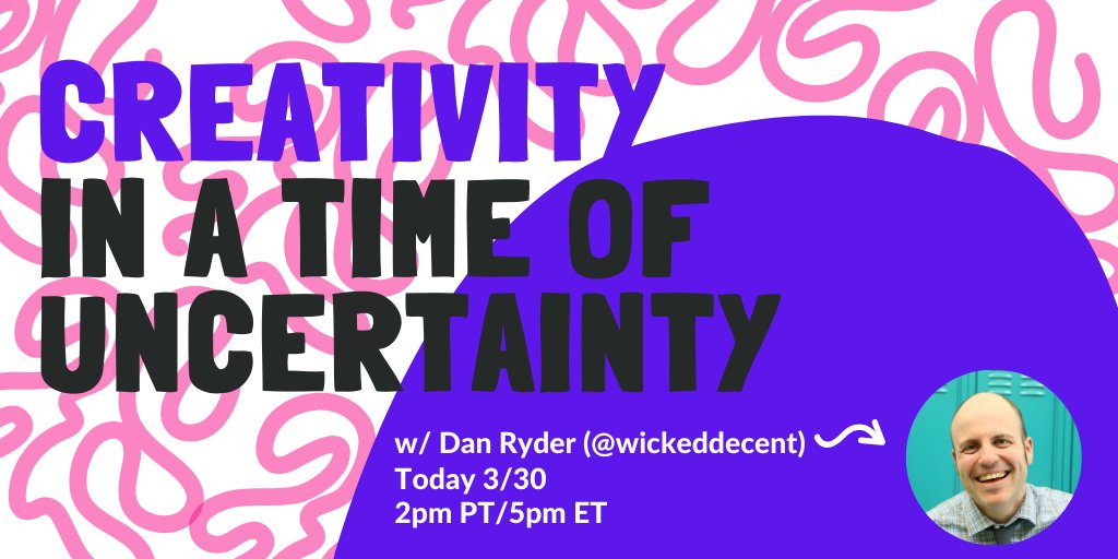 RWScholars's tweet photo. Need some community connection? 

Join us at 2PM pacific/5PM eastern to explore "Creativity in a time of Uncertainty" with @WickedDecent and folks from the #EdCorps Community. --> https://t.co/fwrL3vKPSD

CC: @TobiaBrooke @CandaceArambula @camiedyess @HoweySunu https://t.co/PxRcUDJVoU