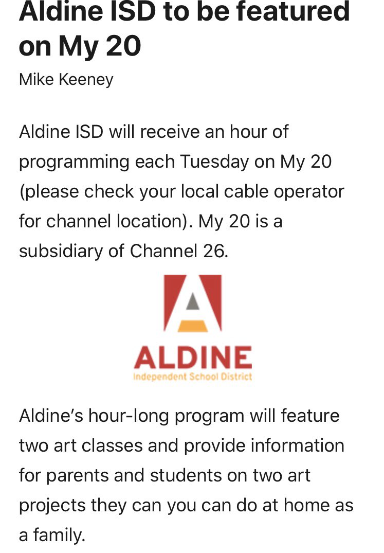 Great job <a href="/AldineISD/">Aldine ISD</a> #AldineArt see the awesome art teachers on My20 #WeAreAldine