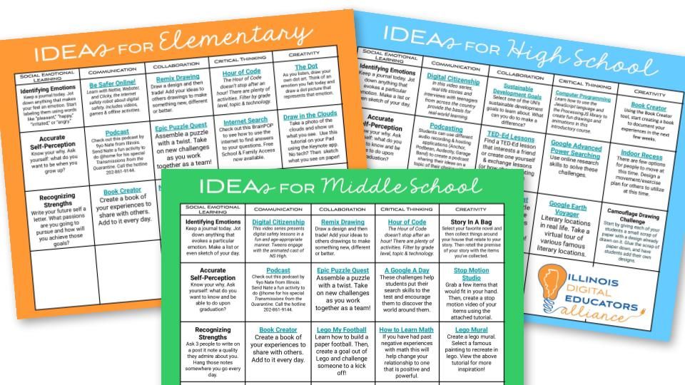 ideaillinois's tweet photo. We've added another week of IDEAs for @ Home Learning to our resource calendar. Check them out at https://t.co/rhHgOjRam3 &amp; share w/ others. Be sure to also check back regularly for updates and new online events and resources. #IDEAil #IDEAilproud #ILSchoolsStepUp #KeepLearning https://t.co/01v9L6RzF2