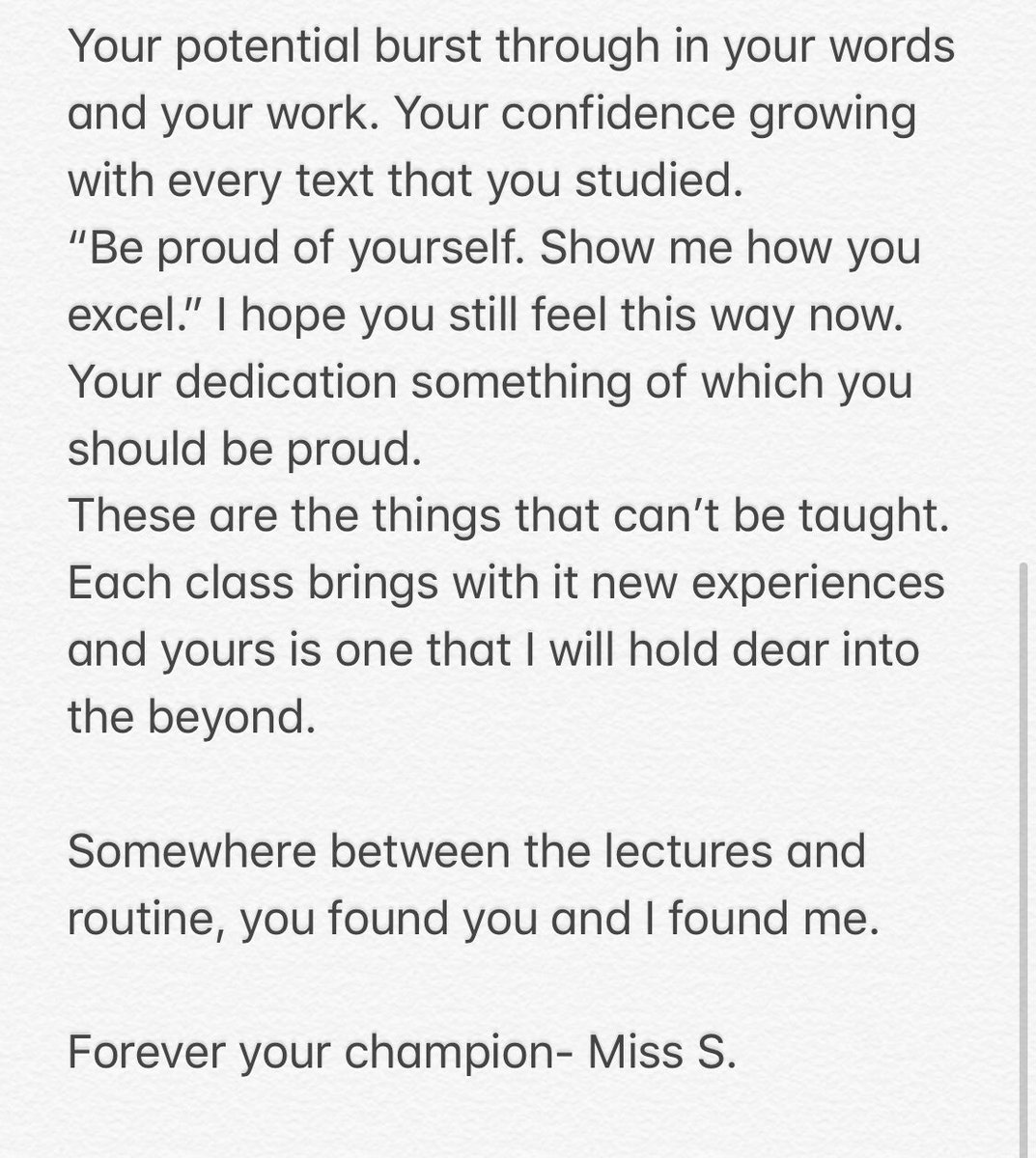 MissSnowden1's tweet photo. To my Year 11: for all the things I wish I had said; I wish they had heard and for all the things they taught me. #Year11 #teachingtheteacher #proudteacher #poetry #ode #teacherpoem https://t.co/KpQfmWv3Vy