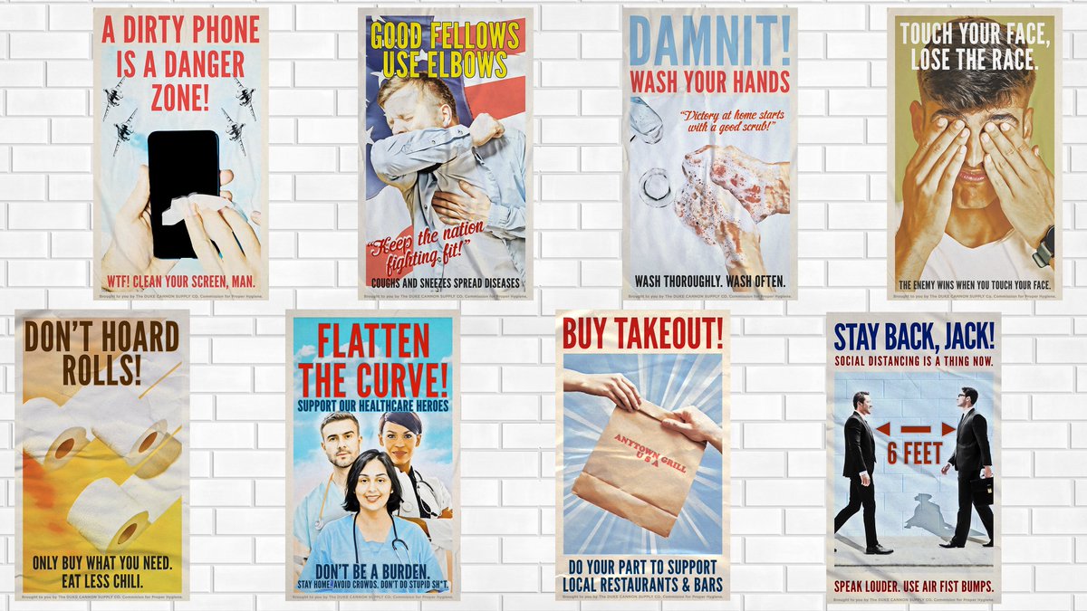 DukeCannon's tweet photo. For the folks who have been asking, our PSA posters are now available for sale. All proceeds from the sale of these will go to the @FisherHouseFdtn  as they help support veterans and healthcare workers during the COVID-19 crisis. See the posters here: https://t.co/h1YFSI0YbO https://t.co/VM7s4riPCo