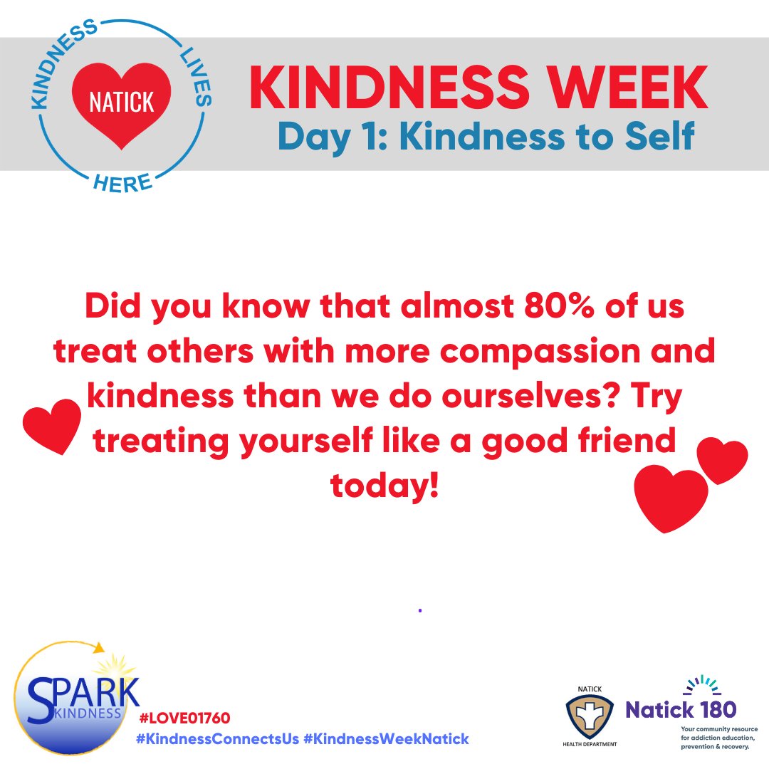 natick180's tweet photo. Parents/CaringAdults: remember that when you show yourself kindness, you’re modeling for the young people around you how to know their own self-worth. #love01760 #KindnessConnectsUs #KindnessWeekNatick #developmentalassets #positiveidentity @sparkkindness @SearchInstitute https://t.co/ovOPDQc9rY