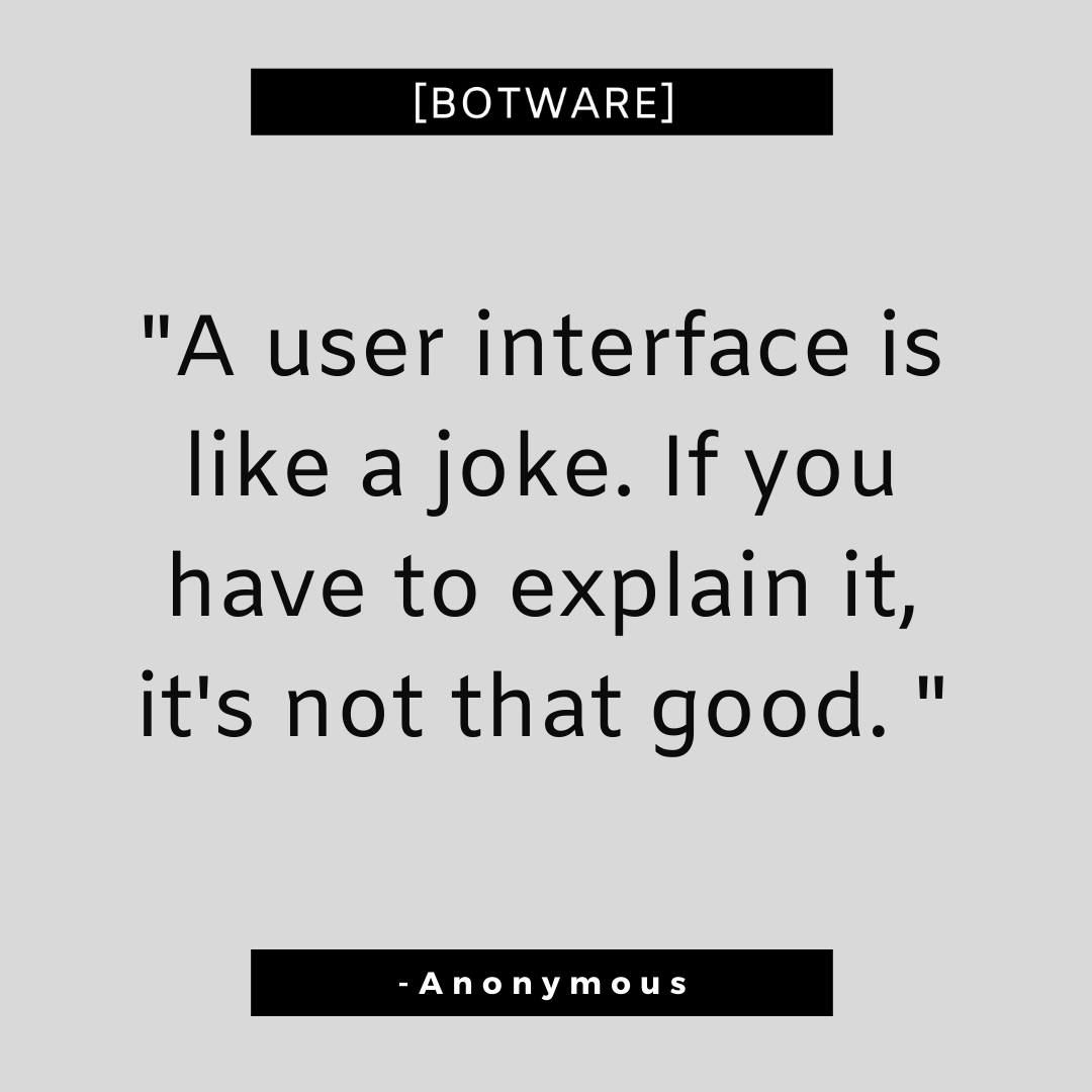 botware_ai's tweet photo. User experience is everything.

#botware #ai #ipa #rpa #bots #corporate #artificialintelligence #automation #business #businessintelligence #startup #growth #statistics https://t.co/kUYOamNVSW
