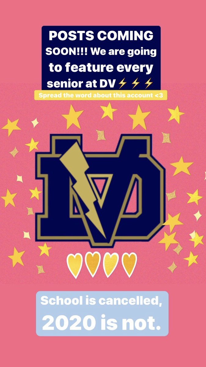 ⚡️DV STUCO⚡️ (@dv_stuco) on Twitter photo FOLLOW @dv2020timecapsule ON INSTAGRAM!!! 💖 Seniors we know you don’t deserve what’s happening to you (or anyone for that matter) and we want to make your remaining months as Seniors the best to our ability!!! WE ARE HERE FOR YOU ALL!!! 💛💙💛💙💛💙💛💙 <a href="/dvstuco2020/">DV STUCO 2020</a> FOLLOW @dv2020timecapsule ON INSTAGRAM!!! 💖 Seniors we know you don’t deserve what’s happening to you (or anyone for that matter) and we want to make your remaining months as Seniors the best to our ability!!! WE ARE HERE FOR YOU ALL!!! 💛💙💛💙💛💙💛💙 <a href="/dvstuco2020/">DV STUCO 2020</a>