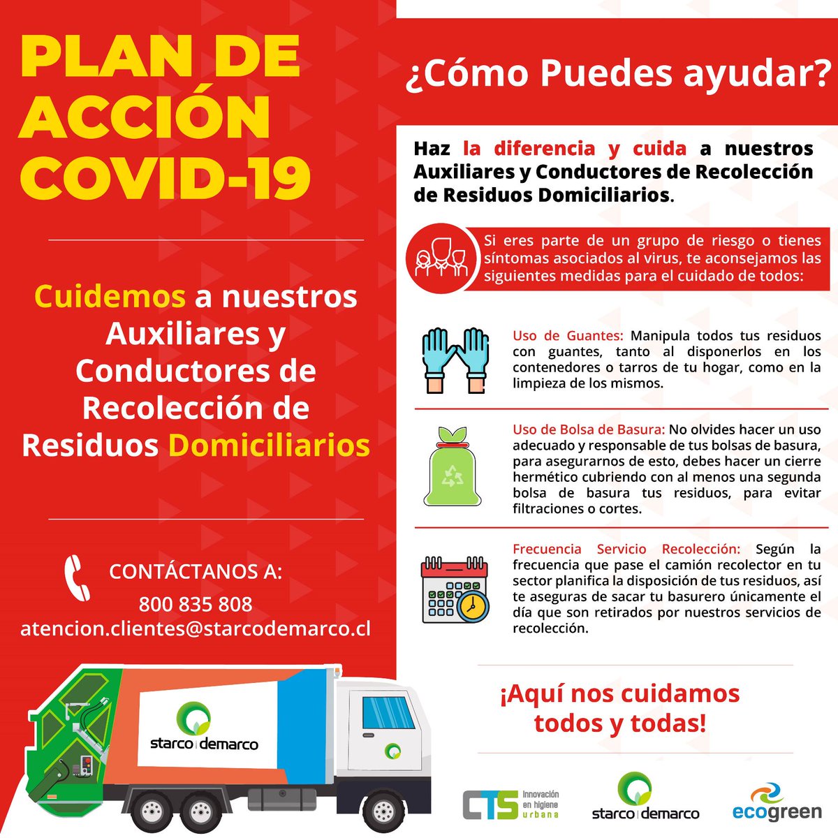Seguimos prestando servicios de recolección de residuos para mantener limpias nuestras ciudades. Estamos tomando todas las precauciones para cuidar a nuestros colaboradores y tú nos puedes ayudar. ¿Cómo? Sigue estas recomendaciones. #HazLaDiferencia #TodoVaaIrBien