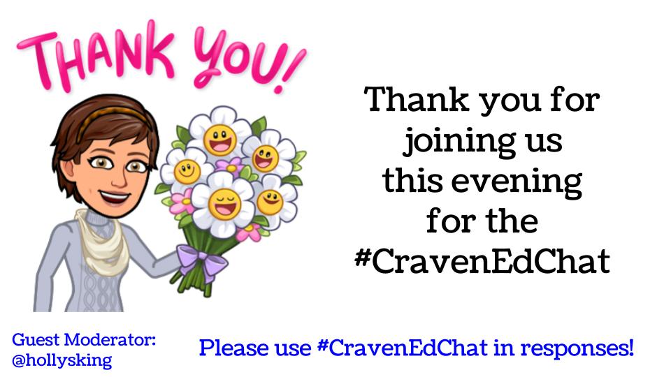 hollysking's tweet photo. Thank you for joining us this evening for the #CravenEdChat @jasongriffinccs https://t.co/w9qiKCpVoU