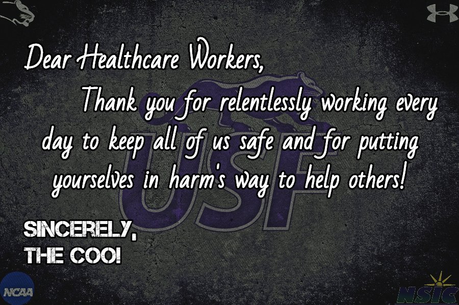USFCougarsFB's tweet photo. From all of us here at The Coo, THANK YOU to all of the doctors and healthcare workers for helping keep the world safe-not just during these tough times, but every day! #NationalDoctorsDay #OneFight #CooStrong https://t.co/hq6UW7RGR2