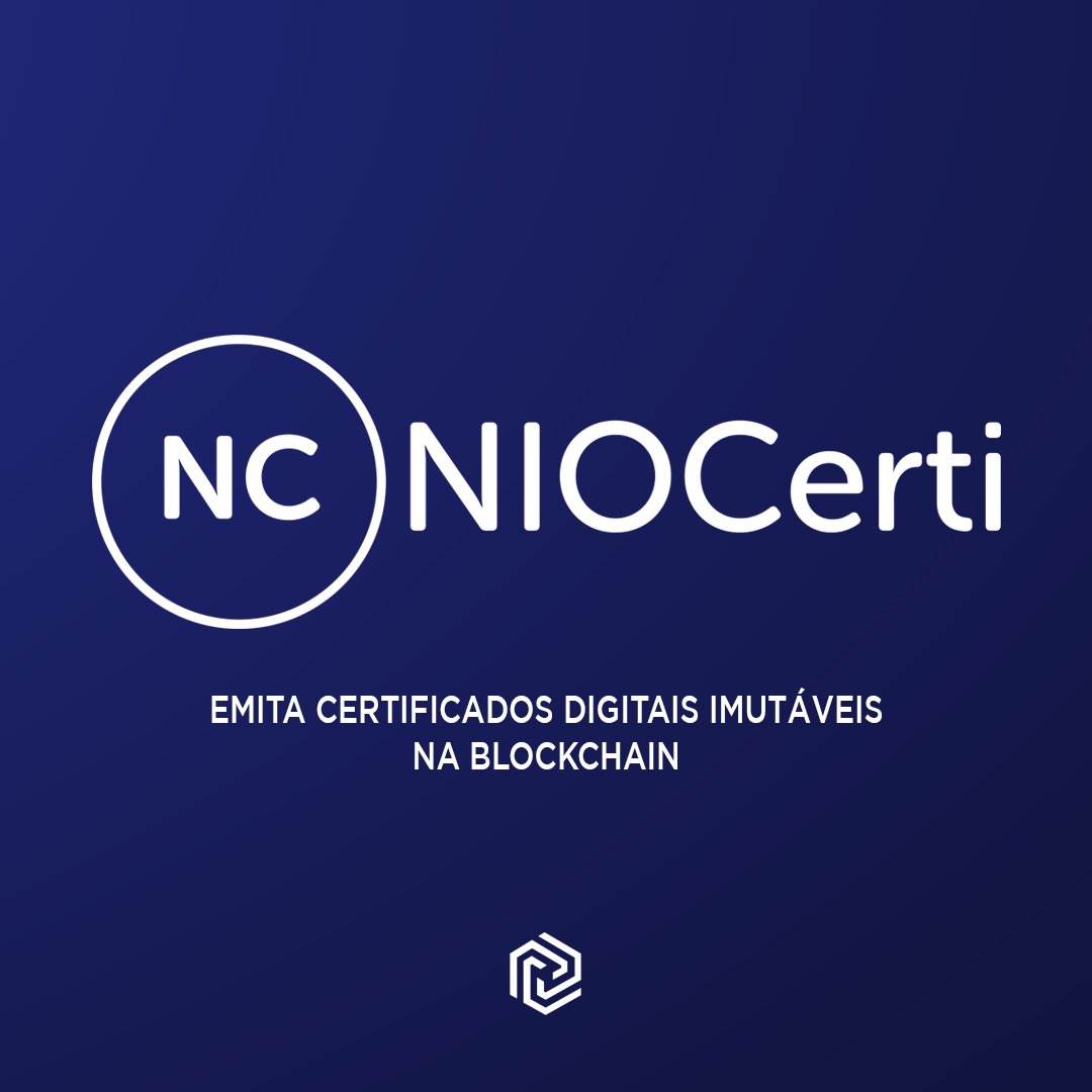 Já conhece o Niocerti? 
Com ele, sua empresa poderá emitir certificados digitais utilizando a tecnologia Blockchain com facilidade e controle de fraudes, além de um layout personalizado de acordo com a comunicação visual da sua empresa.
Conheça em: niocerti.com.br