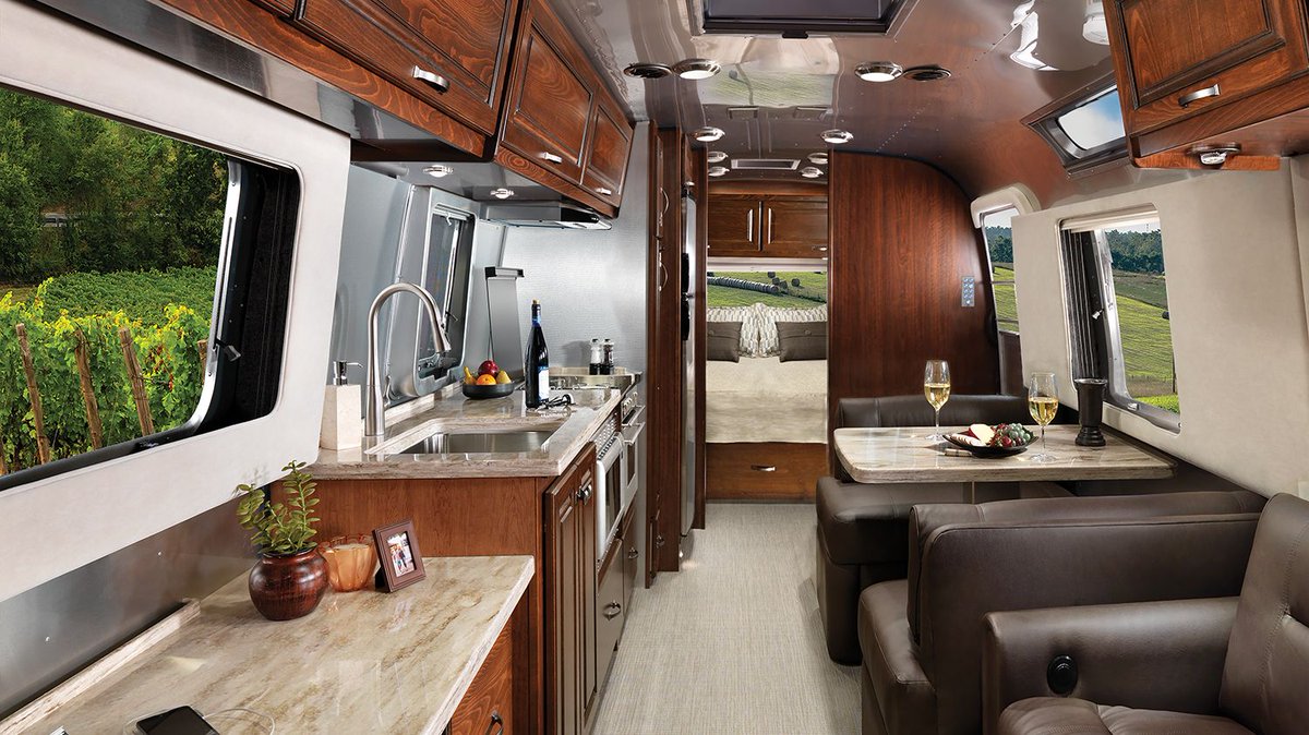 The #AirstreamClassic offers four of the most spacious floor plans in our #traveltrailer...