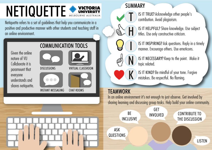 Yes! There is something called #Netiquette - It's how you should be communicating online!

Take a look at these resources from <a href="/ASU/">Arizona State University</a> and <a href="/victoriauninews/">Victoria University</a> - Don't just tweet, T.H.I.N.K before you post!