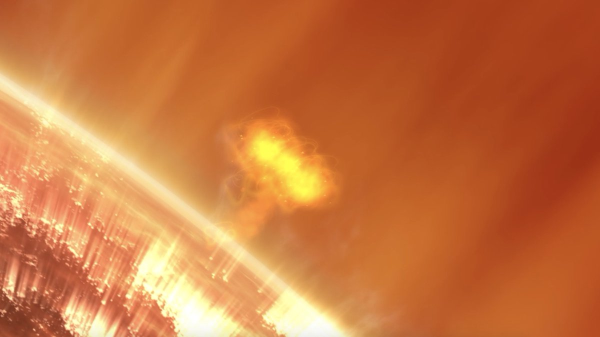 Solar_Wonderer's tweet photo. A new NASA mission called SunRISE will study what drives solar particle storms – giant surges of solar particles that erupt off of the Sun – as depicted in this illustration. Understanding how such storms affect interplanetary space can help protect spacecraft and astronauts. https://t.co/WWGP14rXw3