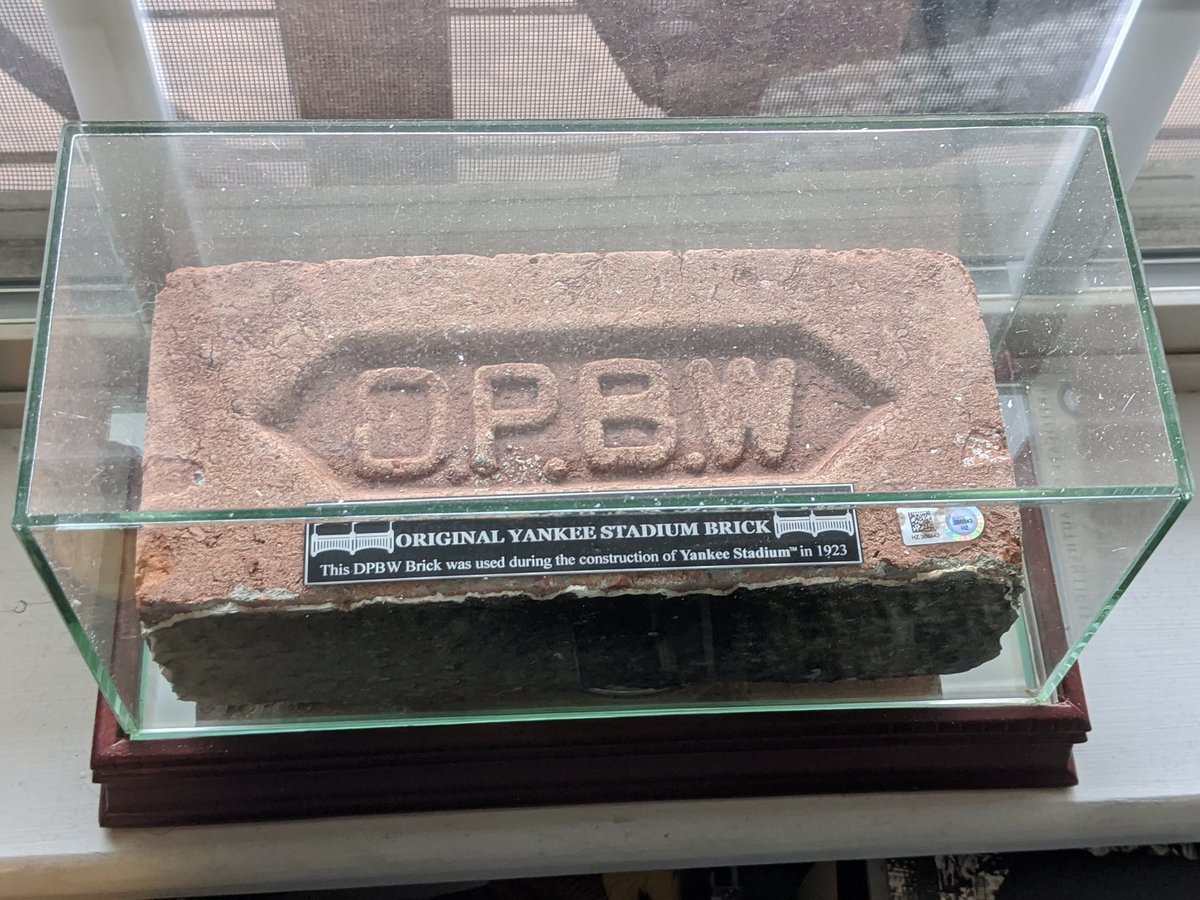 pomara_matt's tweet photo. Hey cool thing in my #Coremad office! A gift from my dear friend @pomdr a brick from the original @Yankees Stadium! https://t.co/5vtBCu5ANB