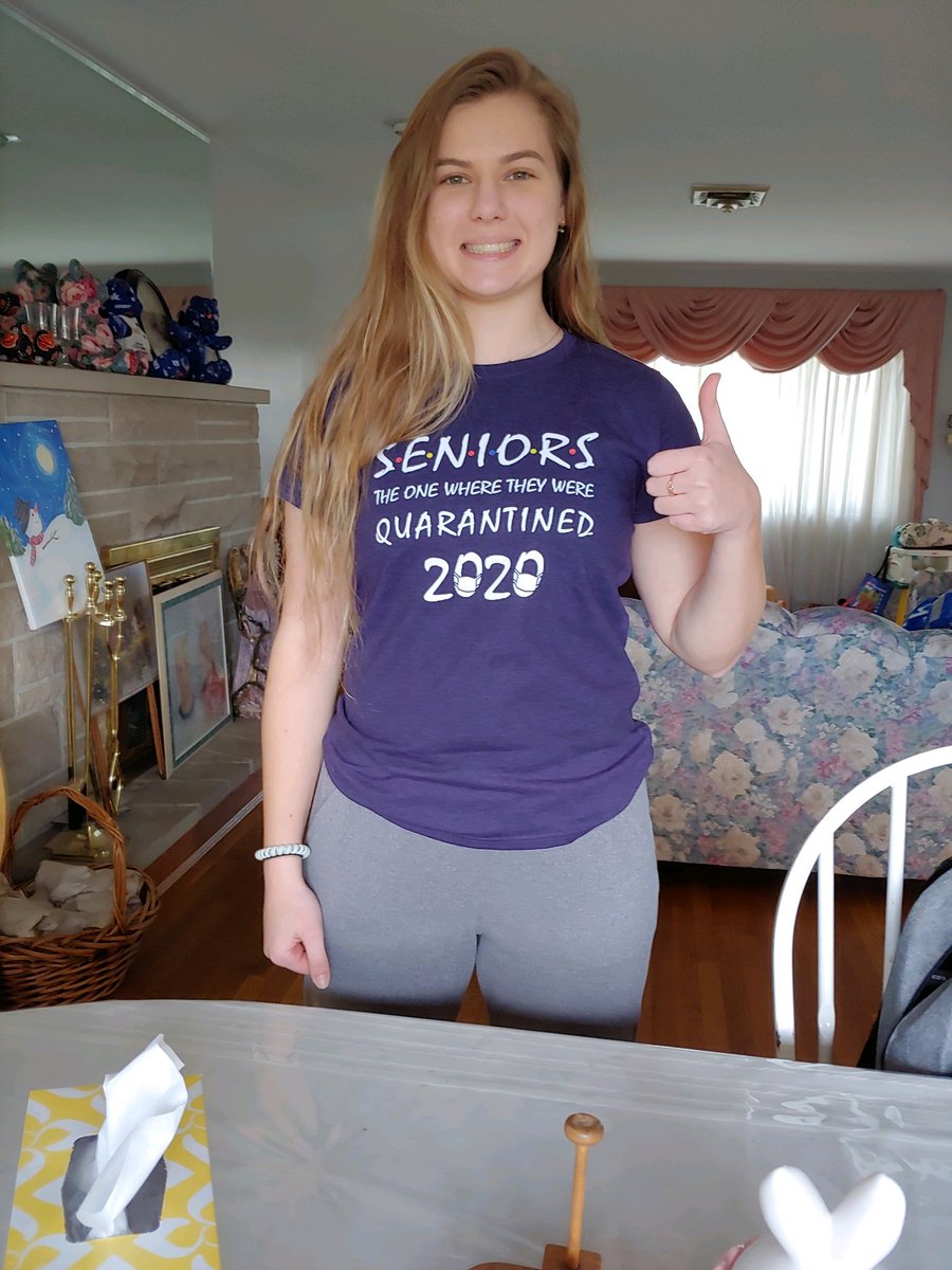 My daughter, a senior, is making the best of a situation that is beyond her control.  
#TheLockdown 
#SocialDistancing
#seniors2020