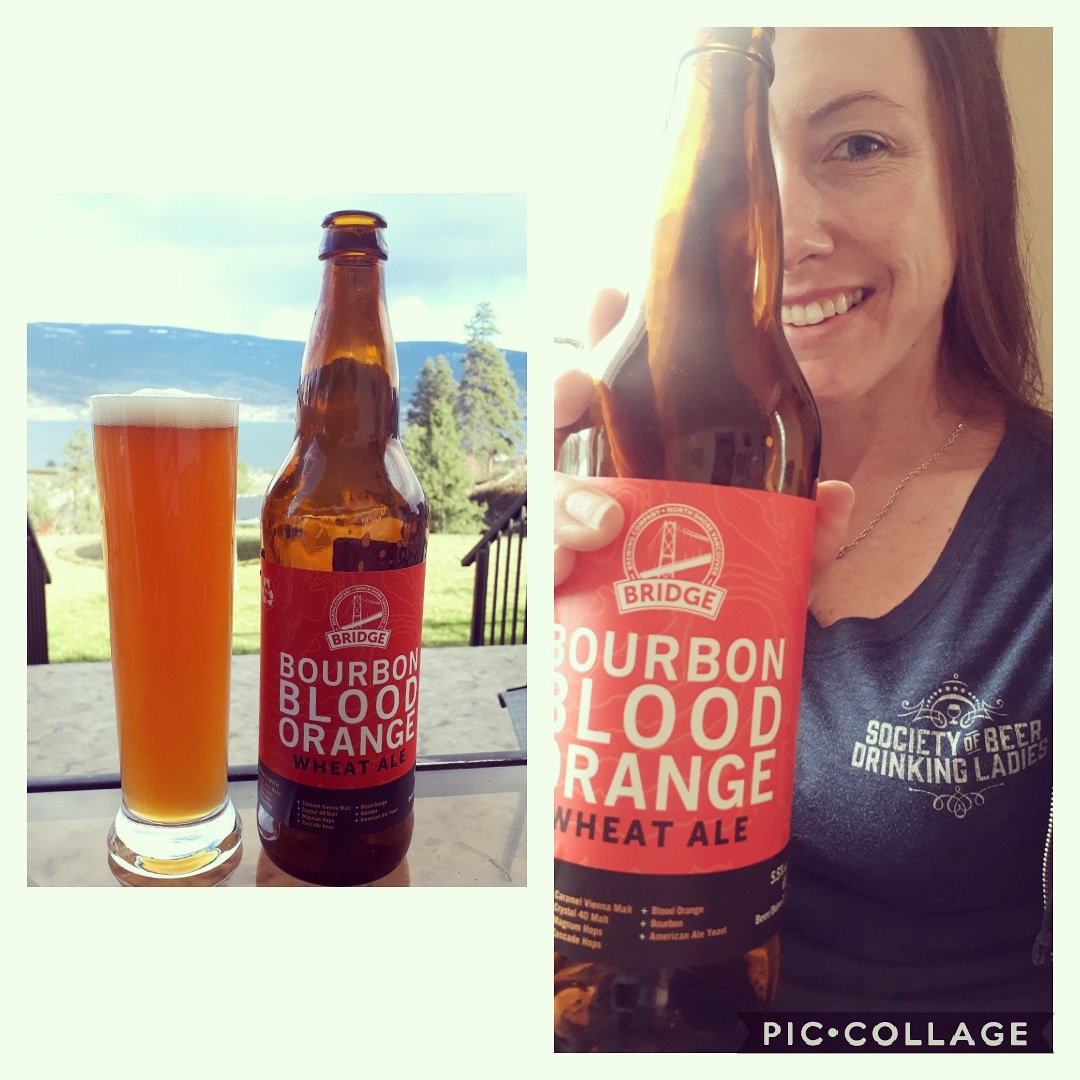 Belladonsah's tweet photo. Taking a break from marking to enjoy this Bourbon Blood Orange Wheat Ale by @bridgebrewcrew ๐ป Wearing holey jeans and no makeup, but I have my sweet @ladiesdrinkbeer tshirt! #markingbreak #craftbeer #craftbeerhour #craftbrewery #beergal https://t.co/eGKIL46I7K