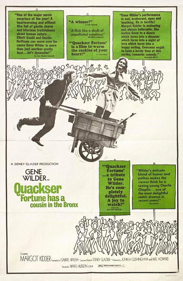 A thread of the movies I’ve watched for  #GHFSH 6. QUACKSER FORTUNE HAS A COUSIN IN THE BRONX (1970), dir. by Waris Hussein, starring Gene Wilder & Margot Kidder  #CanadianActor  #BrätPack #<70RottenTomatoScore