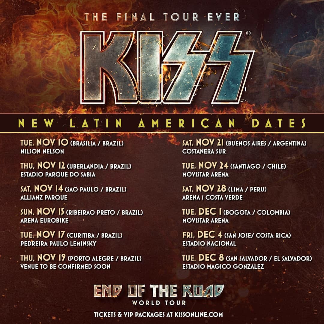 The final tour de @kissonline 
8 de diciembre, estadio Mágico González San Salvador, El Salvador
¡Prepárate!