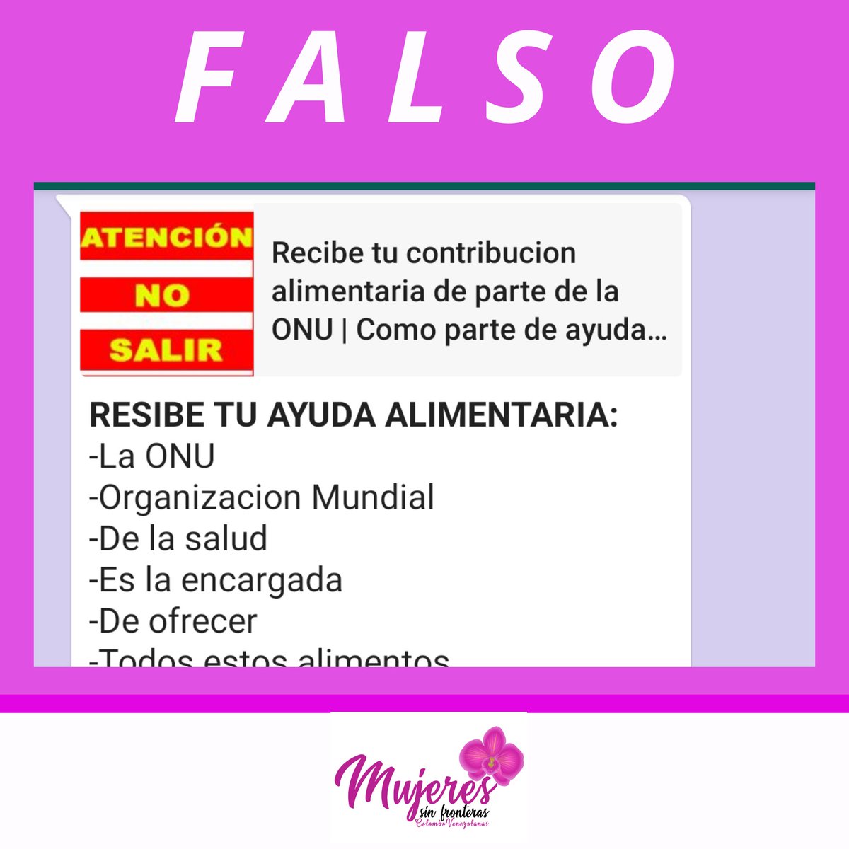 FundaMSFCV's tweet photo. Por #WhatsApp están rodando está cadenas y quiero ACLARAR que son FALSAS. Las únicas ayudas disponibles son las dicha por el presidente  @IvanDuque 

#QuedateEnCasa #EvitaElCoronavirus 
#LAVATELASMANOS https://t.co/dnEDmHrF87