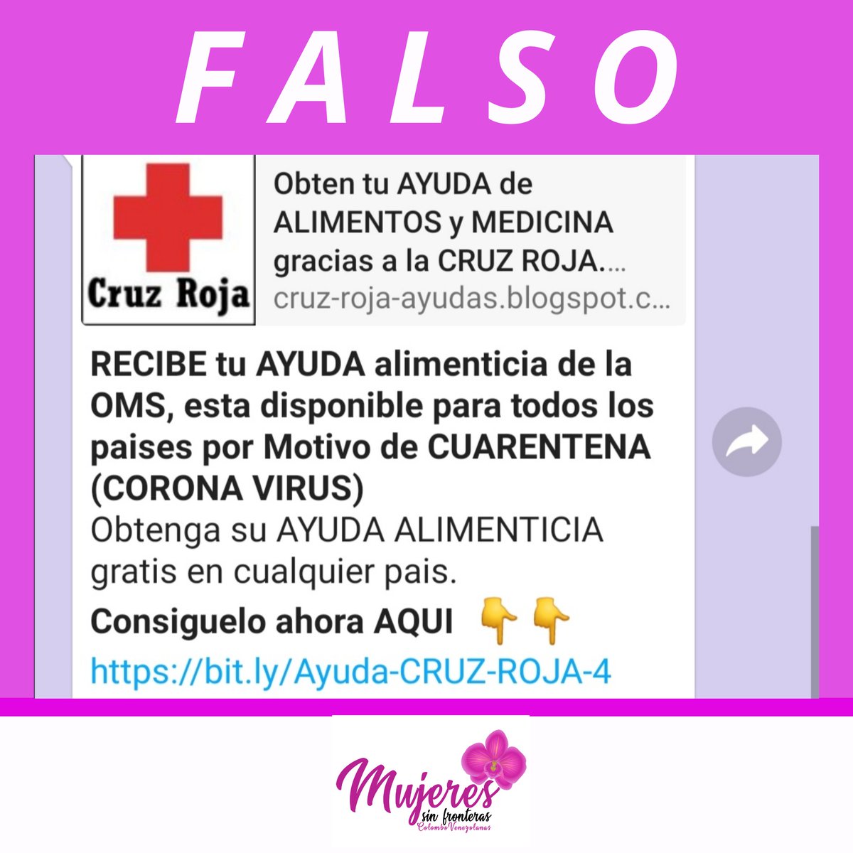 FundaMSFCV's tweet photo. Por #WhatsApp están rodando está cadenas y quiero ACLARAR que son FALSAS. Las únicas ayudas disponibles son las dicha por el presidente  @IvanDuque 

#QuedateEnCasa #EvitaElCoronavirus 
#LAVATELASMANOS https://t.co/dnEDmHrF87