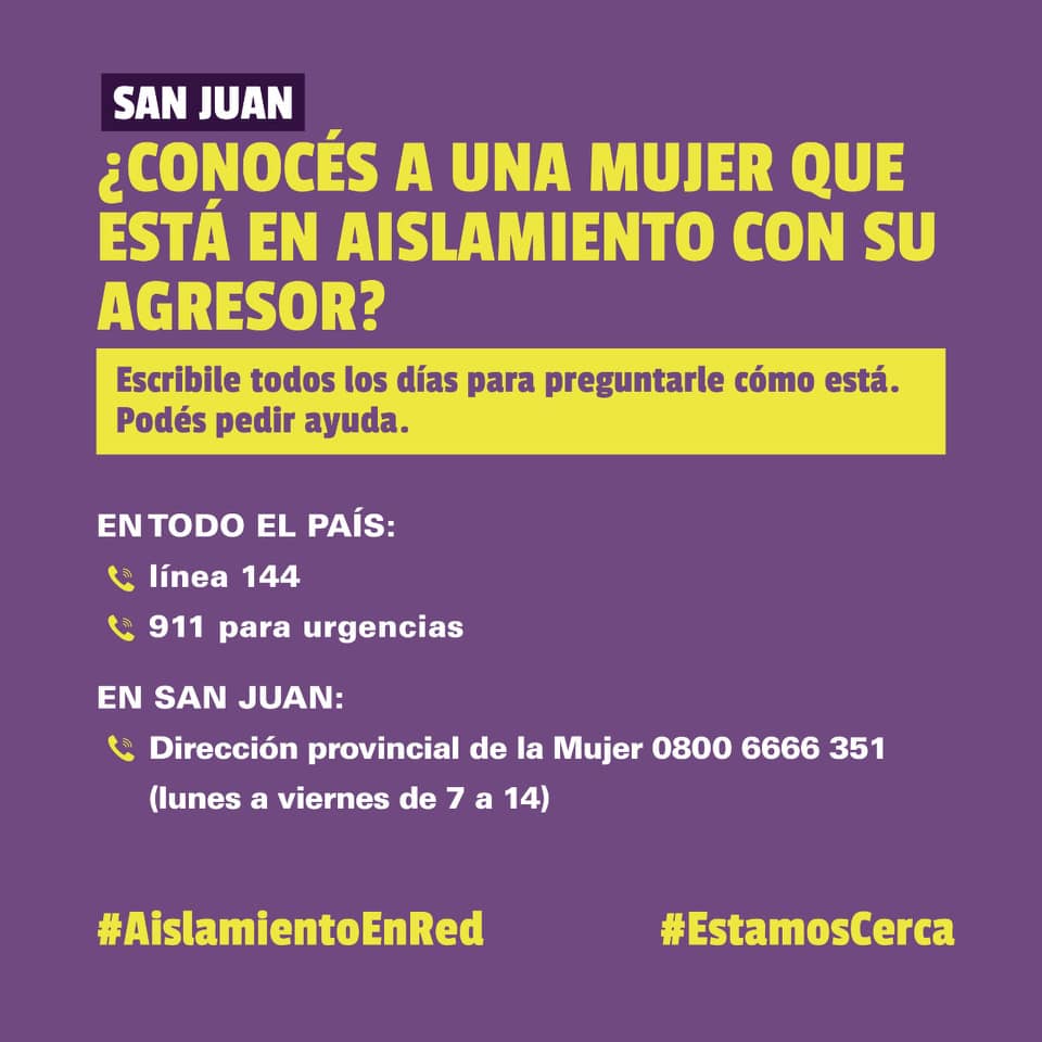 Recope3's tweet photo. INFORMACIÓN IMPORTANTE PARA SAN JUAN
DIFUNDÍ Y COMPARTÍ PARA AYUDAR A MUCHAS PERSONAS!
#AislamientoSocialObligatorio #AislamientoEnRed #EstamosCerca #NiUnaMenos #Ruidazo #AlertaFeminista
@FundHuesped https://t.co/kpjIncKU0e