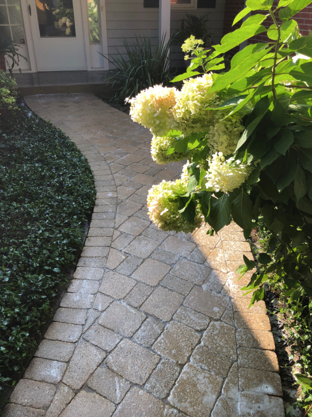 TotalPaving's tweet photo. Check out this beautiful brick sidewalk completed by our talented team. Let us turn your dreams into reality. We can visit you virtually! Call today! #brickpaving #totalpavingandbrickservices #addcurbappeal #COVID-19 https://t.co/HXyvgXR889
