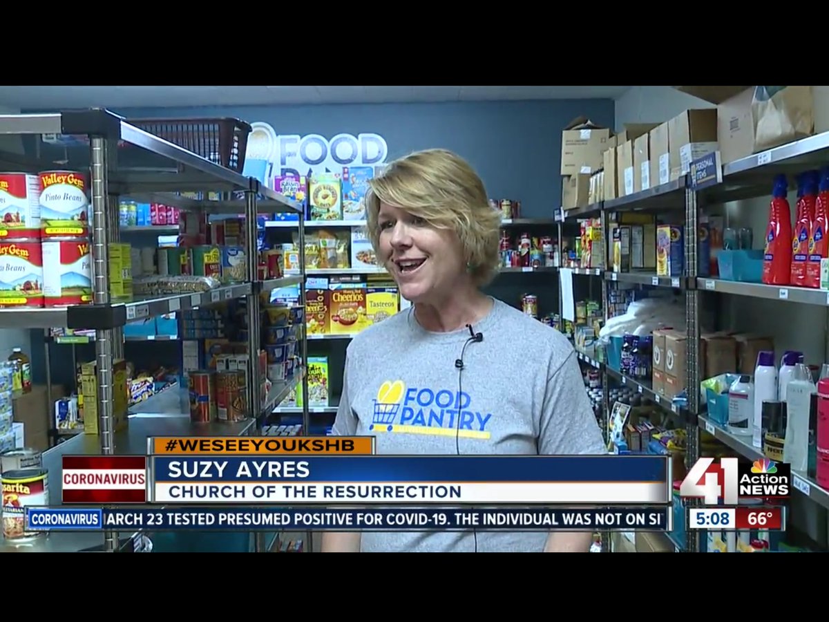 jmayres96's tweet photo. Look who made the news! @AyresSuzy was interviewed on @41actionnews talking about @ChurchoftheRez #RezOP food pantry for #WeSeeYouKSHB https://t.co/LPGSvp14Xs