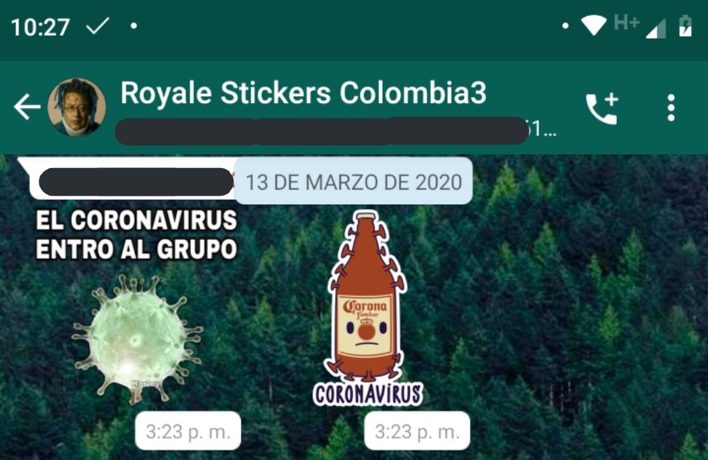 RoyaleStickers's tweet photo. Lamentamos informar que el Covid-19 ha llegado a Royale Stickers, el día 28 de Febrero uno de los grupos de WhatsApp dio positivo y hemos tomado todas las medidas para evitar que se expandiera, desafortunadamente el virus se ha expandido a todos nuestros grupos de WhatsApp https://t.co/3dDq4rg5Dx