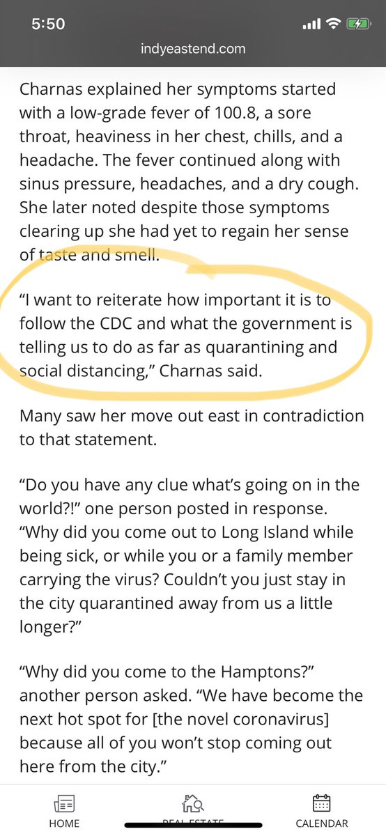 On 3/26, only 8 (EIGHT!!!) days after being diagnosed with COVID (NOT 14), Arielle and her family leave for the Hamptons to “quarantine.” Mind you, Arielle is “COVID positive.” She literally LEFT her palatial manhattan apartment so she could get Hamptons content.