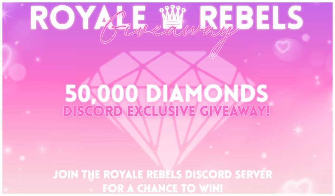 Royale Rebels On Twitter Hi Royale High We Are Officially Hosting Our First Giveaway Of 50k Diamonds Join Our Discord Server Below To Enter Hope To See You There
