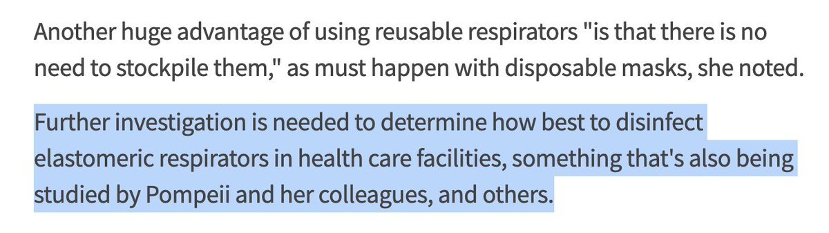 So it looks like a stumbling block is that there isn't a protocol in place for "how best to disinfect" them in a healthcare setting.You know what else isn't according to protocol? Re-using disposable N95s!