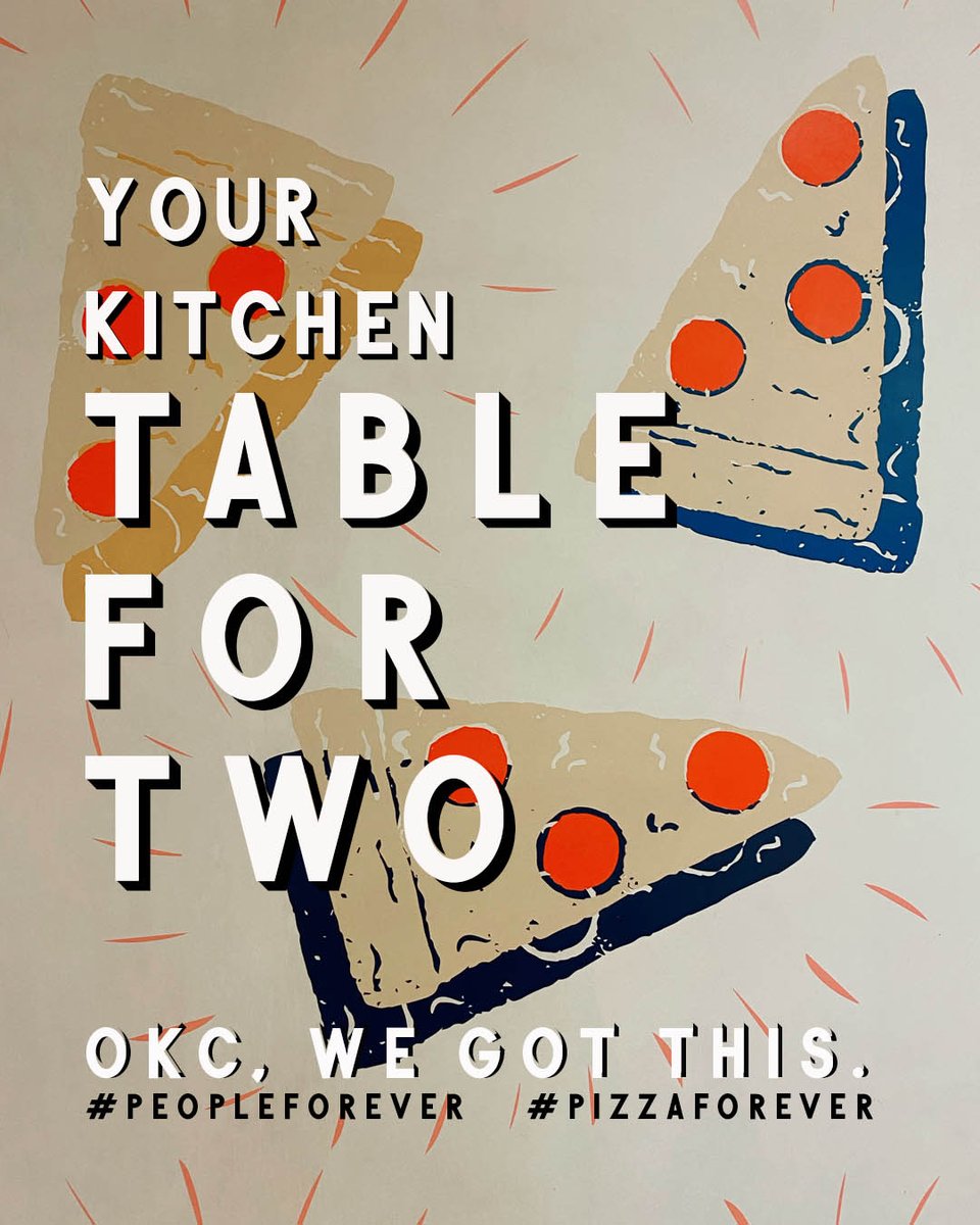 TheHallsPizza's tweet photo. Table for Two is back tomorrow... 

&amp; it's at your kitchen table! 

Table For Two -- pick a starter, pizza, &amp; dessert for $40. &amp; add a bottle of wine for an extra $15!

CURBSIDE // DELIVERY // order online or 405.600.1991

#okcwegotthis #peopleforever #pizzaforever https://t.co/s9eAXd2V1D