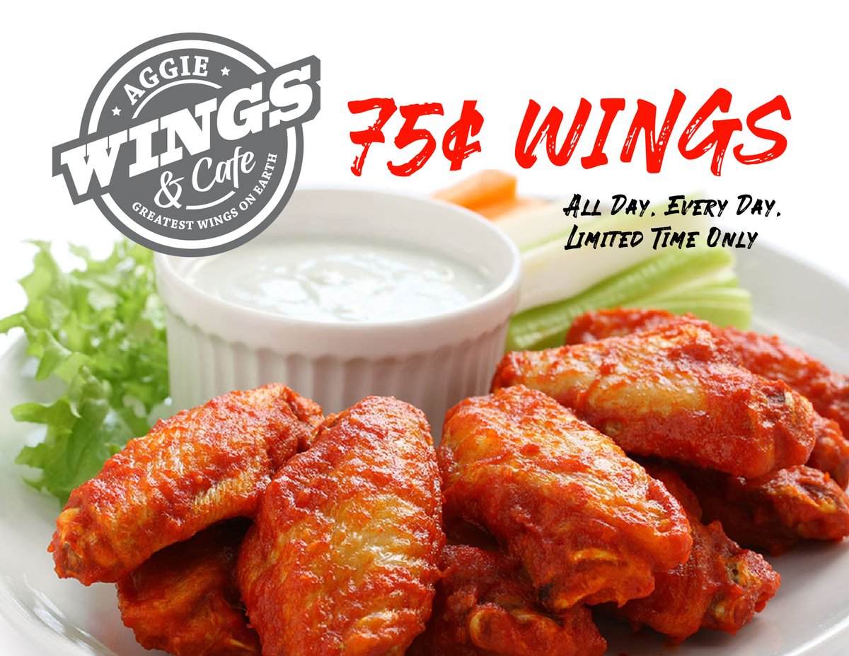 ncatdining's tweet photo. Need a late night bite? 75 CENT WINGS ARE STILL AVAIL >>> YOUR AGGIE WINGS FAVES at BISTRO #NCAT. #ExpressMenu We're open until 9pm daily. #NcatDining #NcatAggies #StayConnected @ncat_rha https://t.co/gqwGidd9NN