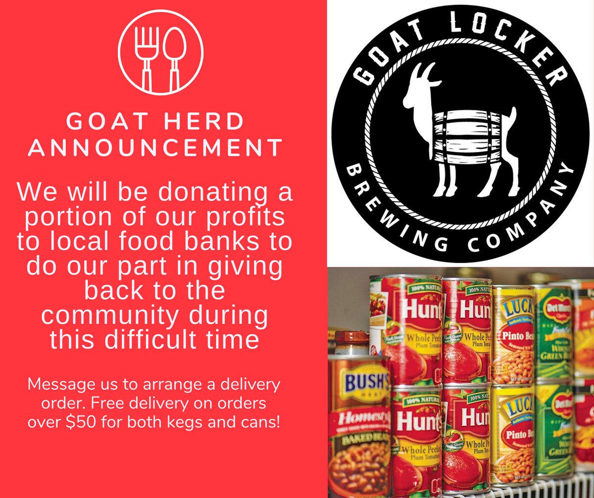 We’re proud to announce that we will be donating profits to those who will be in greater need during these tough times. DM us to arrange a delivery order! 🐐🍻 #GetTheGoat #GivingBack #DrinkLocal #SupportLocal #AbCraftBeer