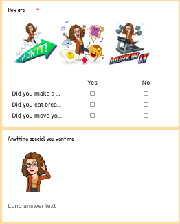 MelissaSTuttle's tweet photo. In an effort to try to check in with my students every day I created a Google Form after being inspired by colleagues. One of my students sent me a message saying how the bitmojis in my check-in made him laugh. #winning #GoogleEDU #LCEProud #CapeProud https://t.co/OnDD6NrFaj