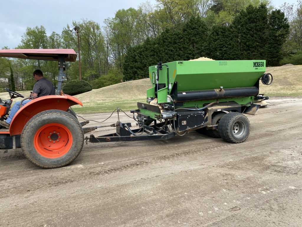 cliffwstewart's tweet photo. Environmental Landscapes & @mikepitts233 getting after it in our backyard today. Renovation of Crosswinds GC made easy with the right tools 😉@CarolinasGCSA @STECEquip @life_turf @BCSTEC9 @turffboy67 @BertBrace @Gkbmachines #MX650 more to come.... https://t.co/XlV6eaMjTz