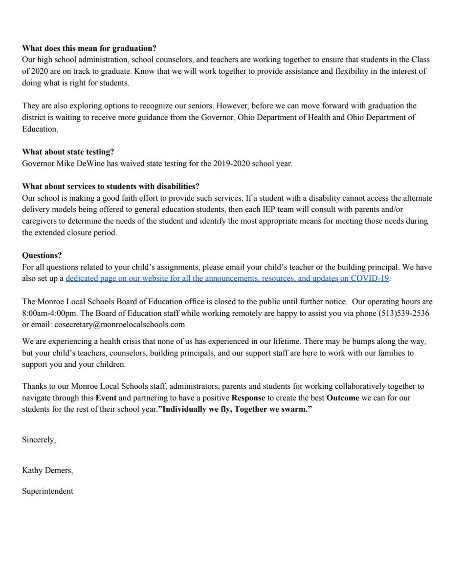 HornetsInGame's tweet photo. ATTENTION 🐝COUNTRY! Please checkout the most recent communication from @MonroeOHSuper 👇 More info is available online at: https://t.co/JgB4z3LY5h
@MHornets1 @monroeprimary @meshornets @MainStMonroe @TheHornetsNest2 @MHSHornetAP @MonroeHS_CCC @ButlercoOhio @MonroeOH https://t.co/FWIg7Ka75n
