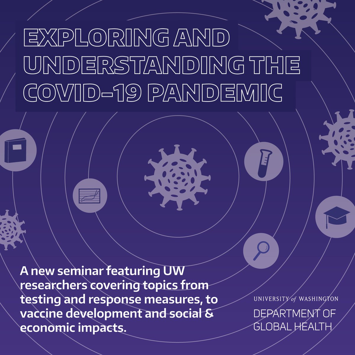 The Department of Global Health is offering an online course on the #COVID19 pandemic. This series will include lectures from multiple @UW researchers over the course of six sessions. For more information, visit globalhealth.washington.edu/exploring-and-…