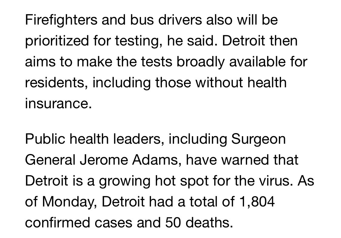 LOrion's tweet photo. MAR30 #COVID19 #MDTHREAD 5: ABOUT TIME CITIES.. 5:10 PM #Detroit #MayorDuggan (D) said hundreds of police officers will be tested for #COVID19 this week, after widespread exposure put 22.4 percent of the city’s police force in #quarantine. https://t.co/b3z2kCSxab