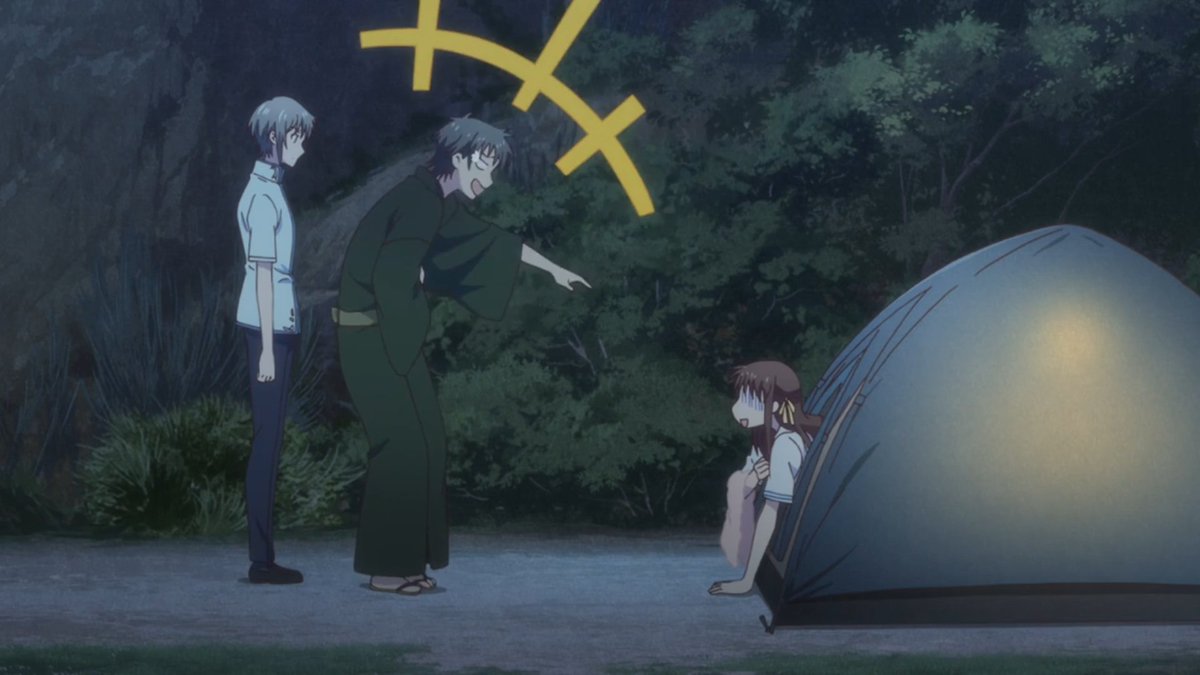 Shigure is an asshole  He just found out that Tohru's mom died and she's living alone, in the woods, sleeping in a tent, and he chooses to point and laugh at her.  #StrangeWaves