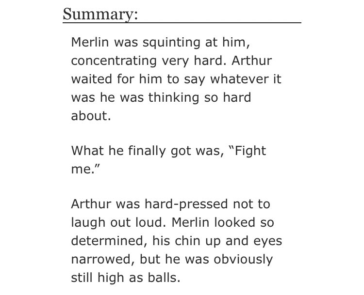• We Duel at Dawn by clotpolesonly  - merlin/arthur  - Rated G  - modern au, hospitals, fluff  - 2082 words https://archiveofourown.org/works/4128550 